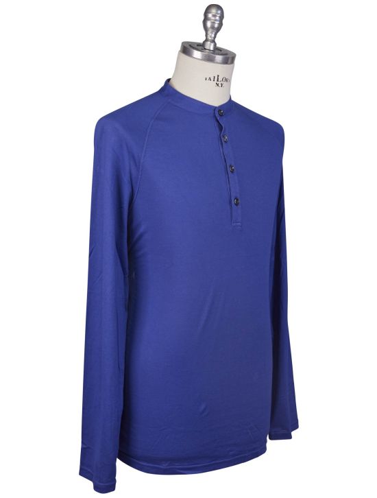 Kiton Kiton Blue Cotton Cashmere Sweater Serafino Blue 001