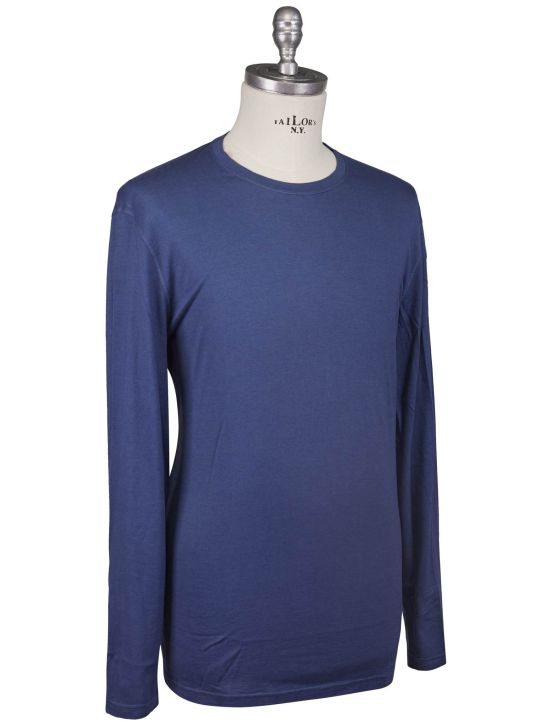 Kiton Kiton Blue Cotton Cashmere Sweater Crewneck Blue 001