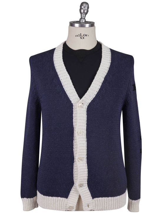 Kiton Kiton Blue Cotton Linen Sweater Cardigan Blue 000