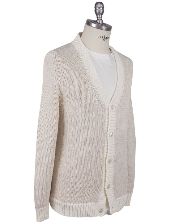 Kiton Kiton Beige Cotton Linen Sweater Cardigan Beige 001