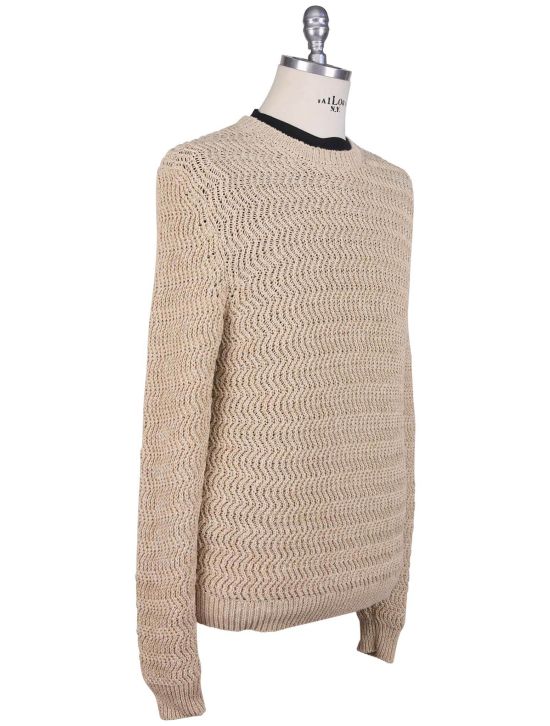 Kiton Kiton Beige Cotton Linen Sweater Crewneck Beige 001