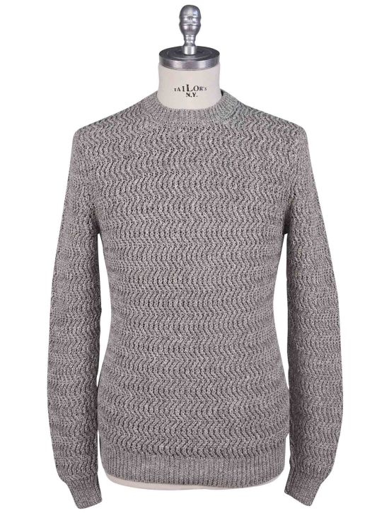 Kiton Kiton Gray Cotton Linen Sweater Crewneck Gray 000