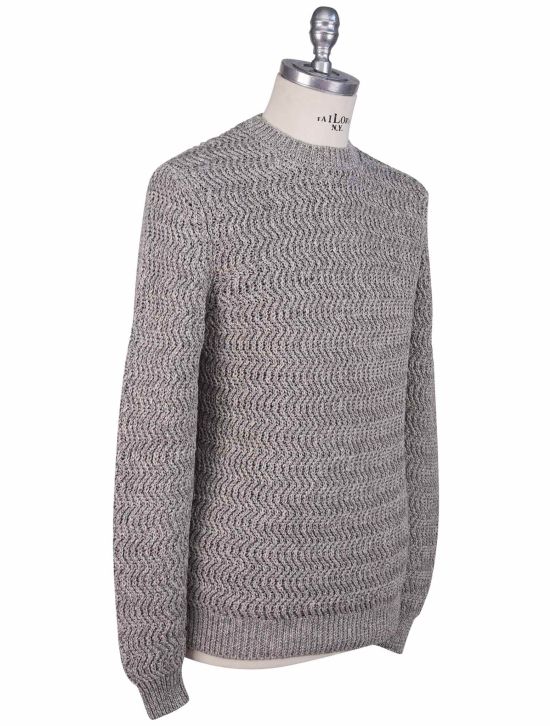 Kiton Kiton Gray Cotton Linen Sweater Crewneck Gray 001
