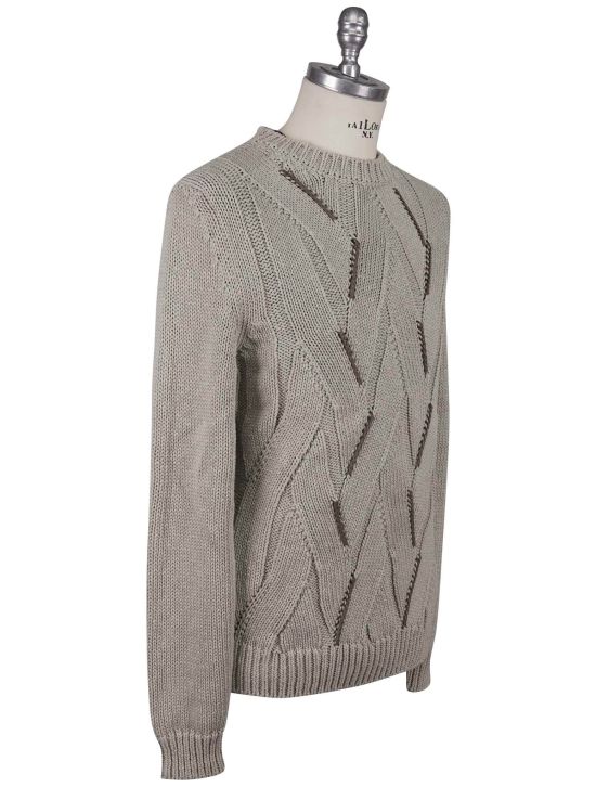 Kiton Kiton Gray Cotton Linen Sweater Crewneck Gray 001