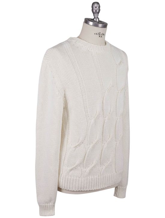 Kiton Kiton White Cotton Linen Sweater Crewneck White 001