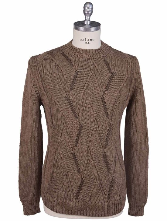 Kiton Kiton Brown Cotton Linen Sweater Crewneck Brown 000