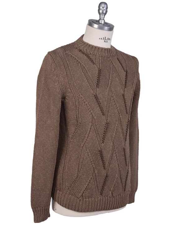 Kiton Kiton Brown Cotton Linen Sweater Crewneck Brown 001