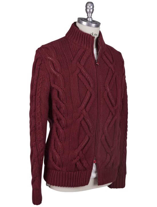 Kiton Kiton Red Cashmere Mink Fur Sweater Full Zip Red 001