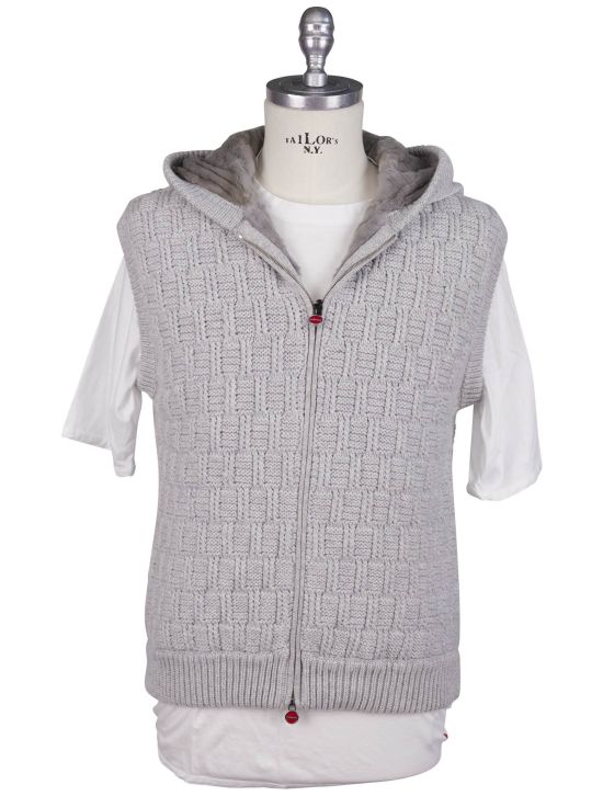 Kiton Kiton Gray Cashmere Weasel Fur Sweater Gilet Gray 000