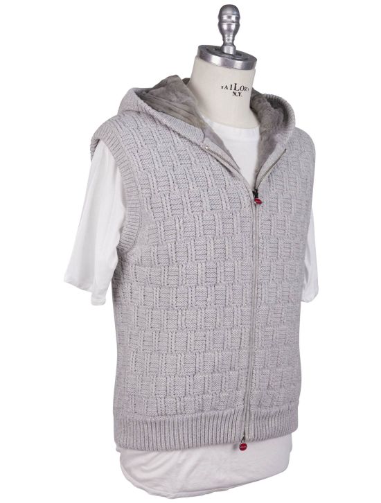 Kiton Kiton Gray Cashmere Weasel Fur Sweater Gilet Gray 001