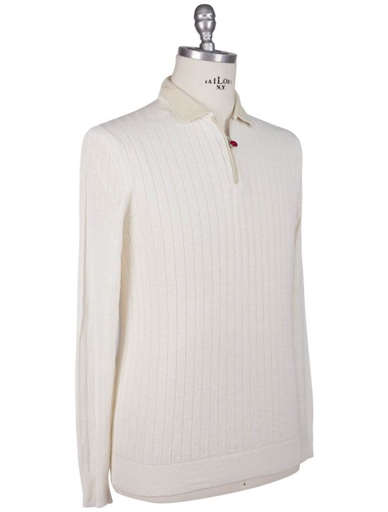 Kiton Kiton White Linen Cashmere Sweater Polo White 001