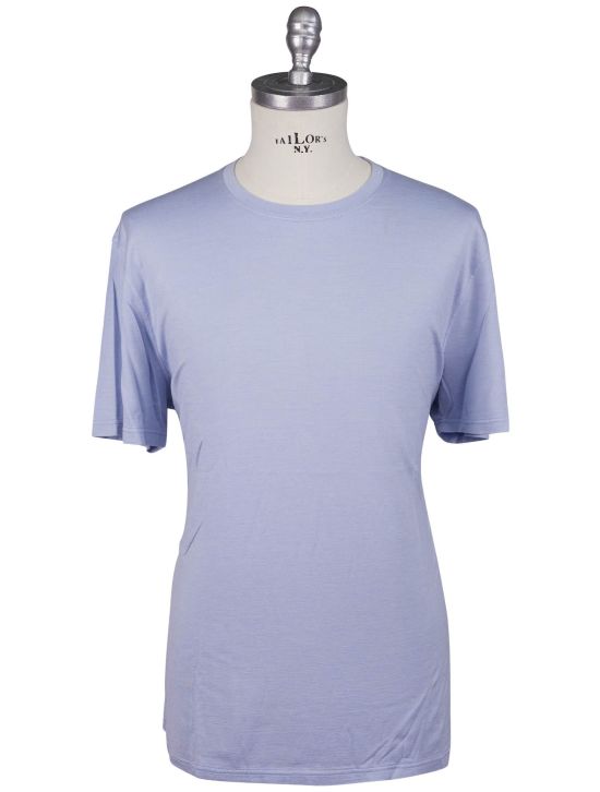 Kiton Kiton Light Blue Silk Cotton T-Shirt Light Blue 000