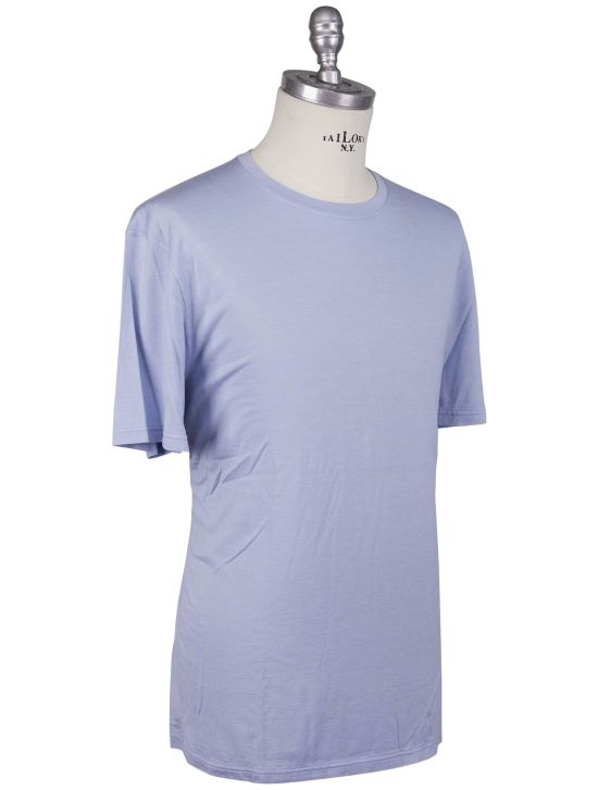 Kiton Kiton Light Blue Silk Cotton T-Shirt Light Blue 001