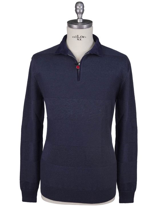 Kiton Kiton Blue Linen Cashmere Sweater Polo Blue 000