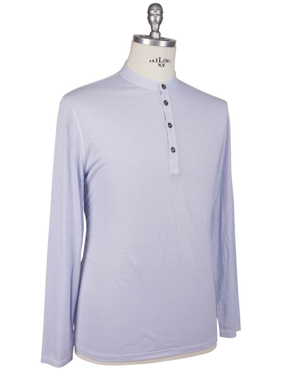 Kiton Kiton Light Blue Cotton Cashmere Sweater Crewneck Light Blue 001