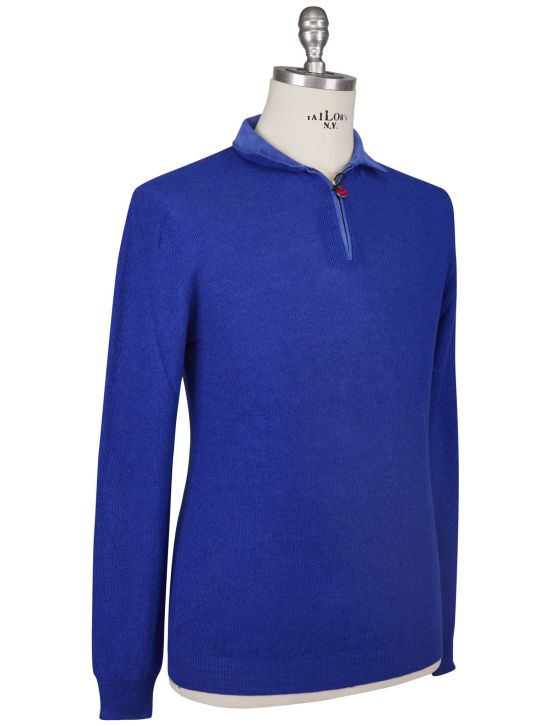 Kiton Kiton Blue Linen Cashmere Sweater Polo Blue 001