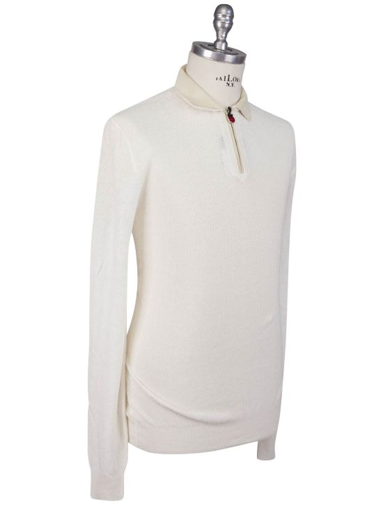 Kiton Kiton White Linen Cashmere Sweater Polo White 001