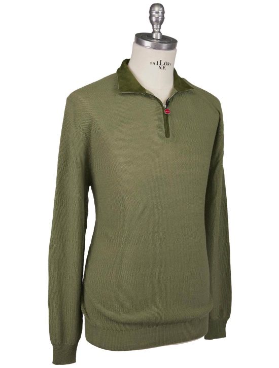 Kiton Kiton Green Linen Cashmere Sweater Polo Green 001