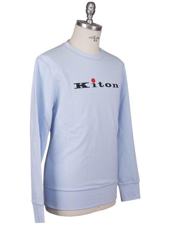 Kiton Kiton Light Blue Cotton EA Sweater Crewneck Light Blue 001