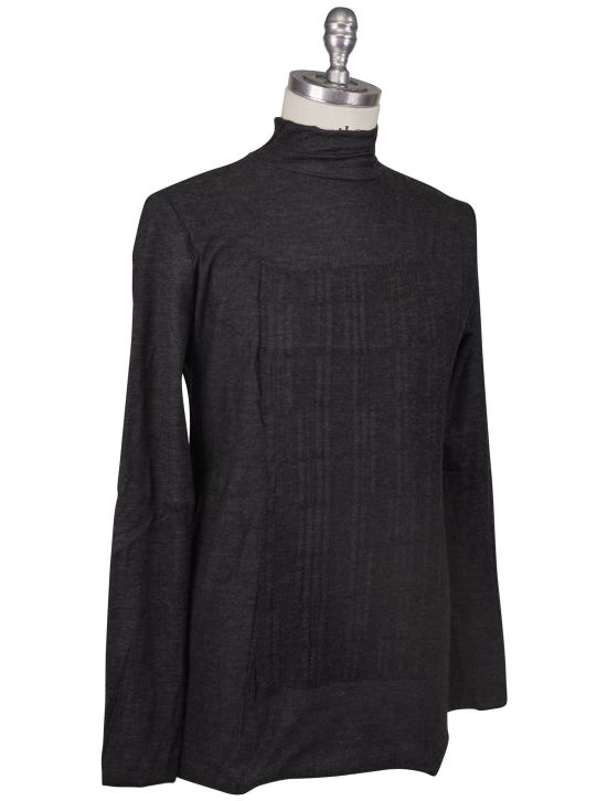 KNT Kiton Knt Black Gray Cashmere Silk Sweater Turtle Neck Gray 001