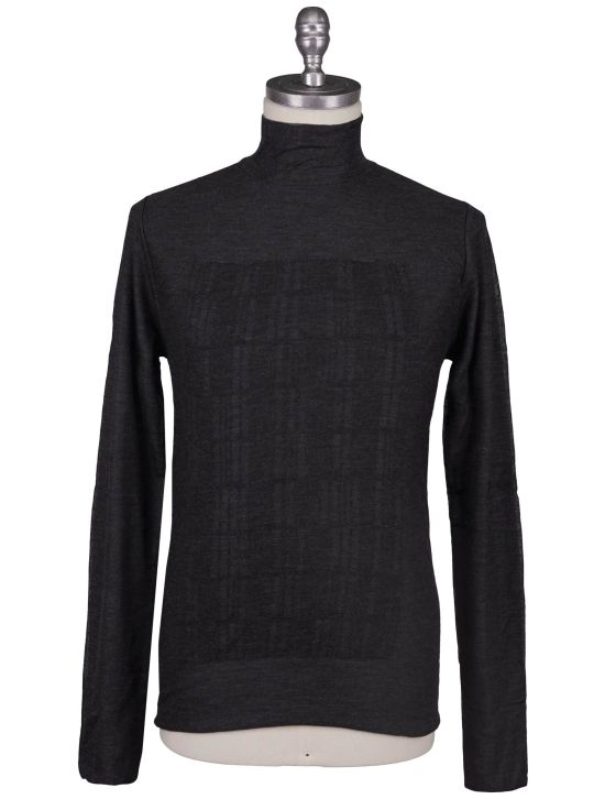 KNT Kiton Knt Dark Gray Wool Cashmere Sweater Turtleneck Dark Gray 000