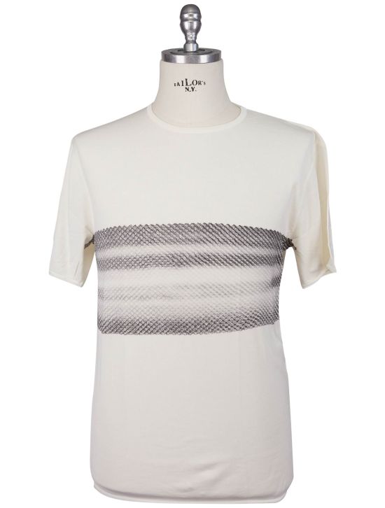 KNT Kiton Knt White Gray Cotton T-Shirt White / Gray 000