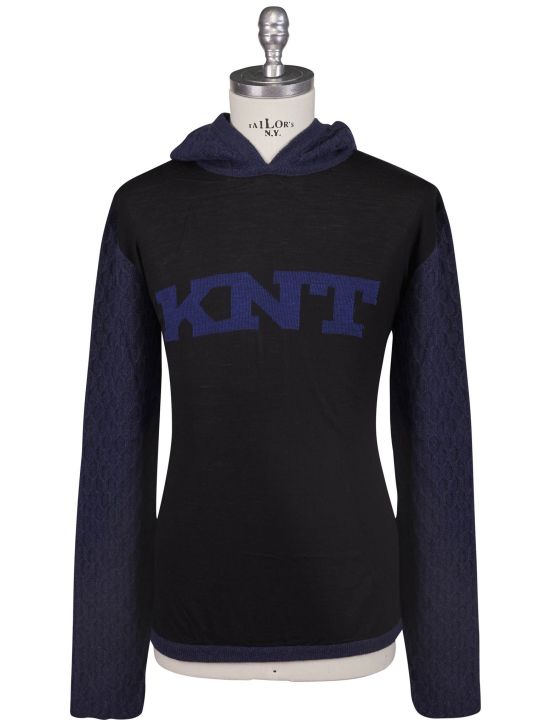 KNT Kiton Knt Blue Black Wool Cashmere Sweater Blue / Black 000