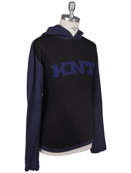 Kiton Kiton Knt Blue Black Wool Cashmere Sweater Blue / Black 001