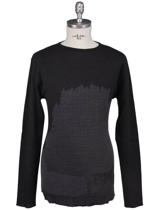 KNT Kiton Knt Black Gray Wool Cashmere Pl Sweater Crewnewck Black / Gray 000