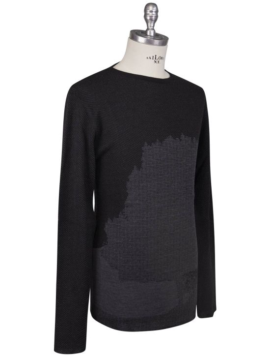 Kiton Kiton Knt Black Gray Wool Cashmere Pl Sweater Crewnewck Black / Gray 001
