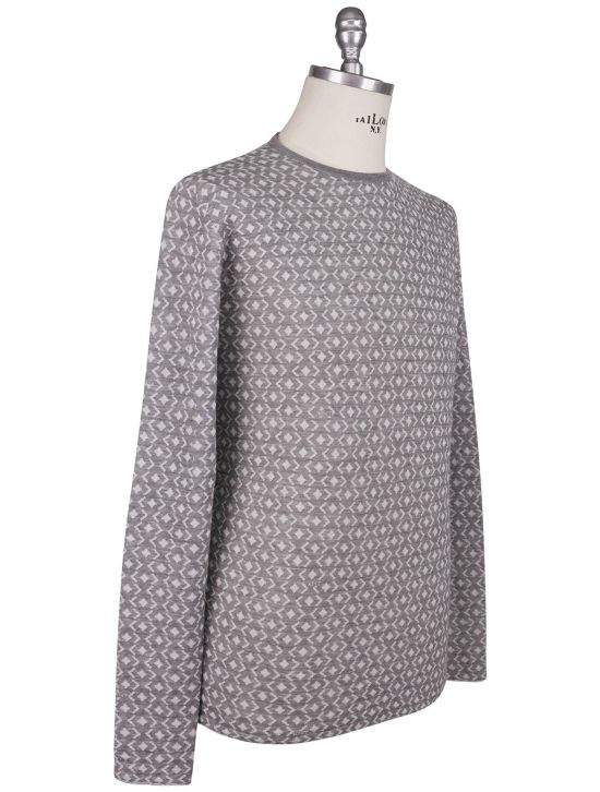 KNT Kiton Knt Gray Cashmere Cotton Sweater Crewneck Gray 001