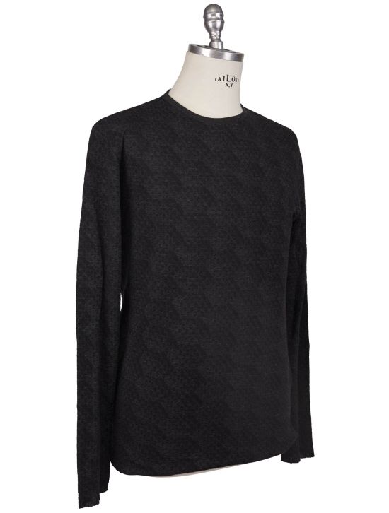 Kiton Kiton Knt Black Gray Cashmere Cotton Sweater Crewneck Black / Gray 001