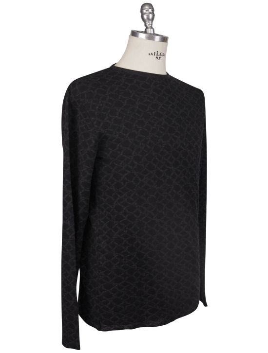 KNT Kiton Knt Black Gray Cashmere Cotton Sweater Crewneck Black / Gray 001