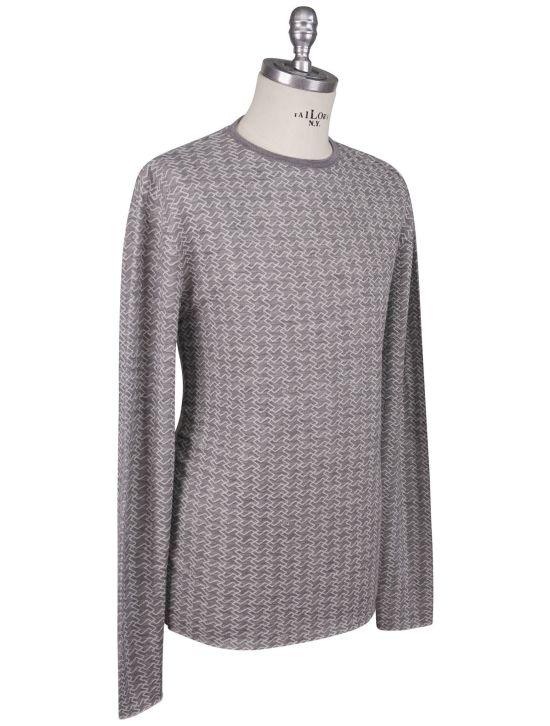 KNT Kiton Knt Gray Cashmere Cotton Sweater Crewneck Gray 001