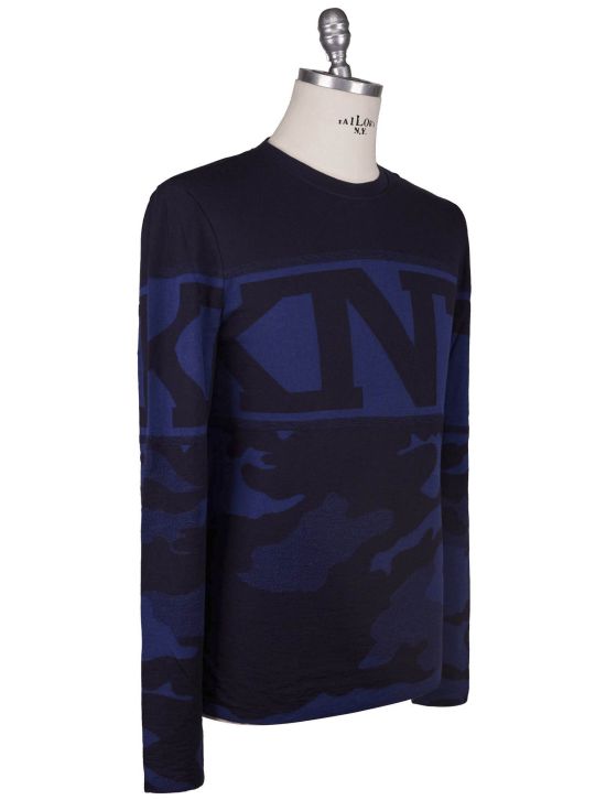 KNT Kiton Knt Blue Wool Cashmere Sweater Crewneck Blue 001