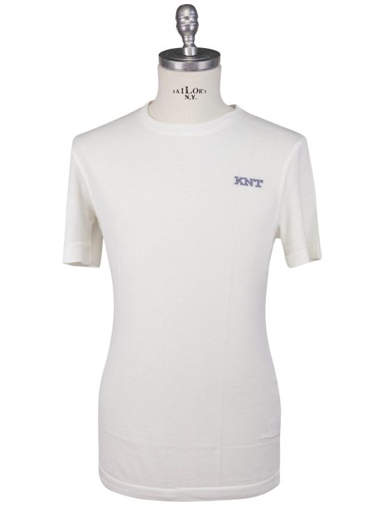 KNT Kiton Knt White Blue Cotton T-Shirt White / Blue 000