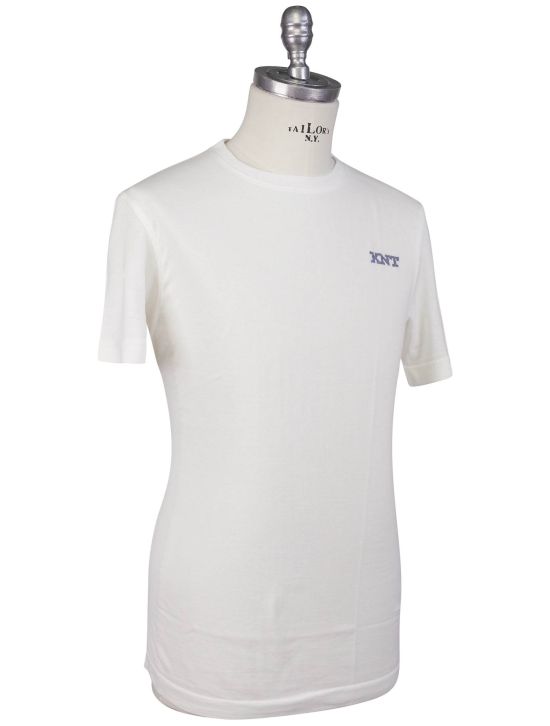 KNT Kiton Knt White Blue Cotton T-Shirt White / Blue 001