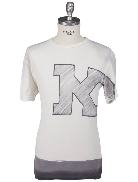 KNT Kiton Knt White Gray Cotton T-Shirt White / Gray 000