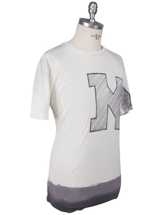 KNT Kiton Knt White Gray Cotton T-Shirt White / Gray 001