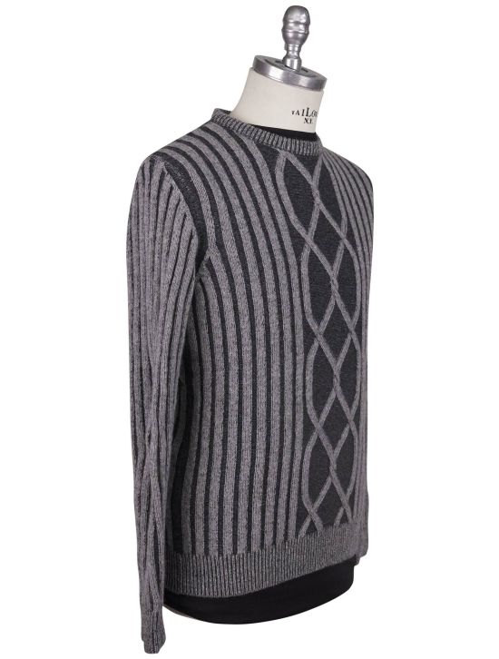 KNT Kiton Knt Gray Virgin Wool Cashmere Sweater Crewneck Gray 001