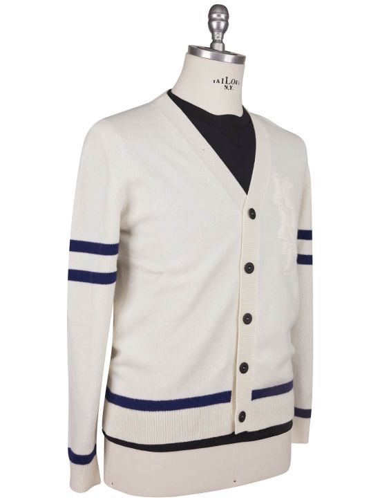 KNT Kiton Knt White Virgin Wool Cashmere Sweater Cardigan White 001