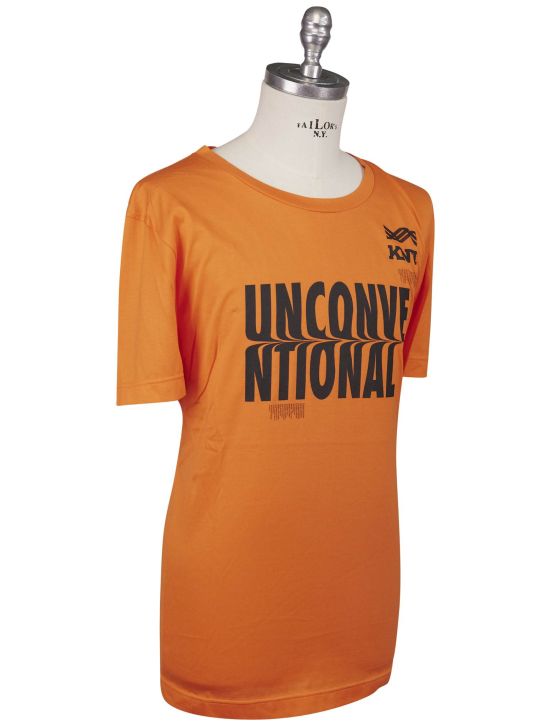 KNT Kiton Knt Orange Black Cotton T-Shirt Orange / Black 000