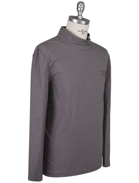 Kiton Kiton Knt Gray Cotton EA Sweater Half Zip Gray 001