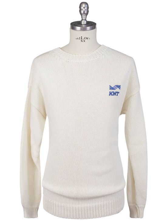KNT Kiton Knt White Cotton PA Sweater Crewneck White 000