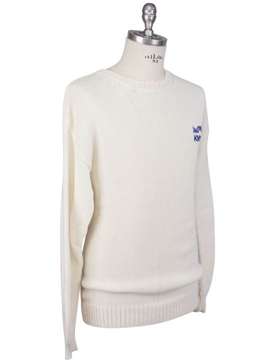 KNT Kiton Knt White Cotton PA Sweater Crewneck White 001