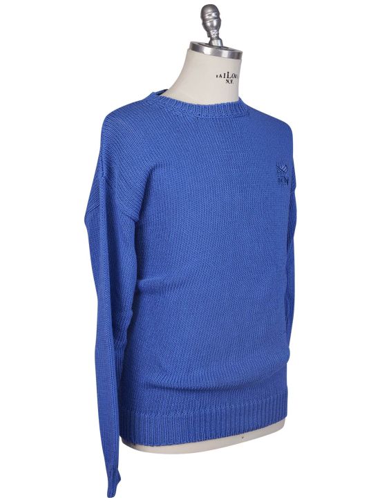 Kiton Kiton Knt Blue Cotton PL Sweater Crewneck Blue 001