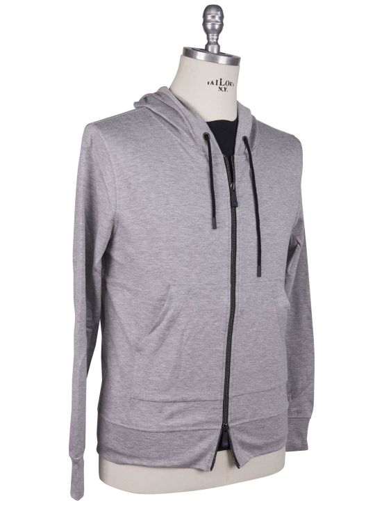 Kiton Kiton Knt Gray Viscose EA Sweater Full Zip Gray 001