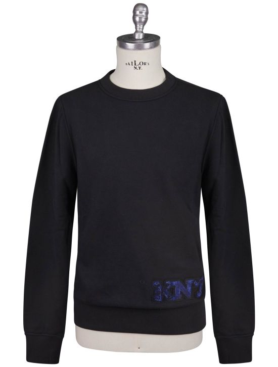 KNT Kiton Knt Black Cotton Sweater Crewneck Black 000