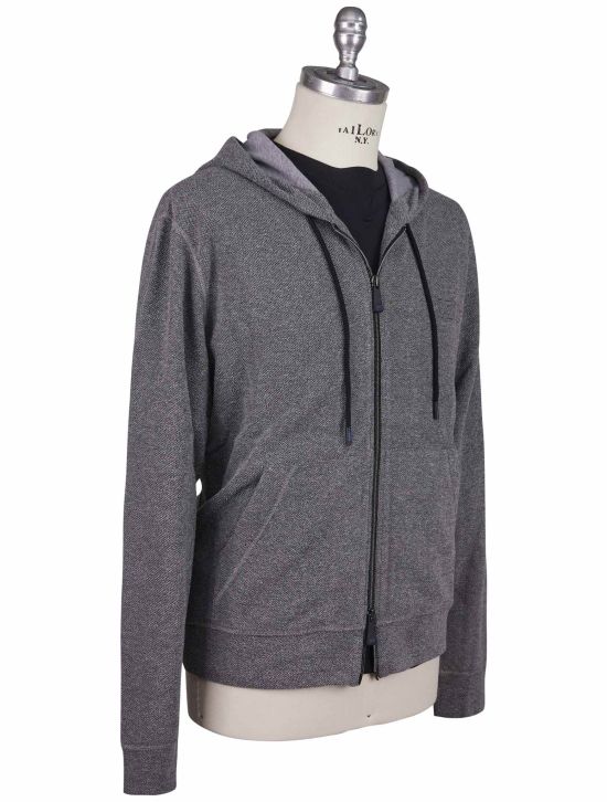 KNT Kiton Knt Gray Cotton PA Sweater Full Zip Gray 001