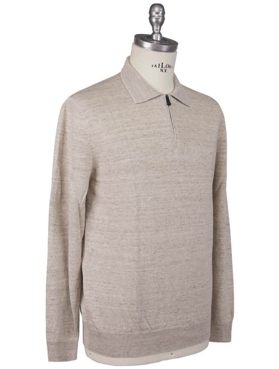 Kiton Kiton Knt Gray Linen Cotton Sweater Polo Gray 001